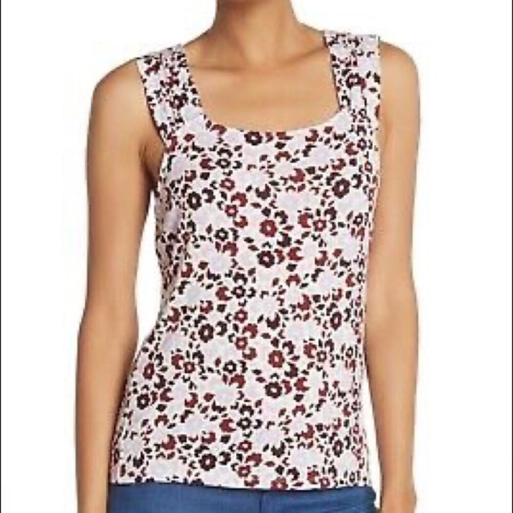 14th & Union White Burgundy Floral Tank Size Large